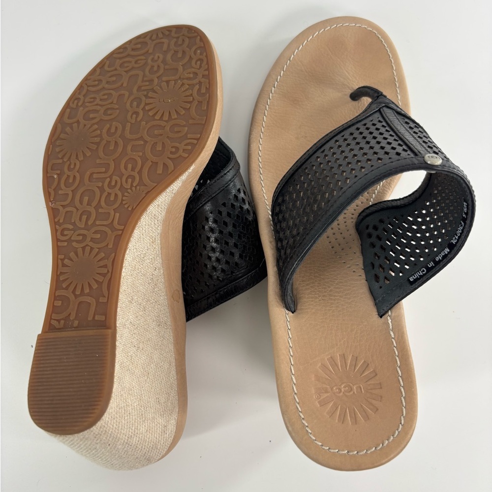 Ugg Solena leather wedge sandals black 9.5 *Runs small, fits like an 8 - Picture 8 of 12